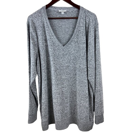 Lucky Brand Women's Sweater V-Neck Grey Marled Long Sleeve Viscose Blend  XXL - Picture 1 of 8